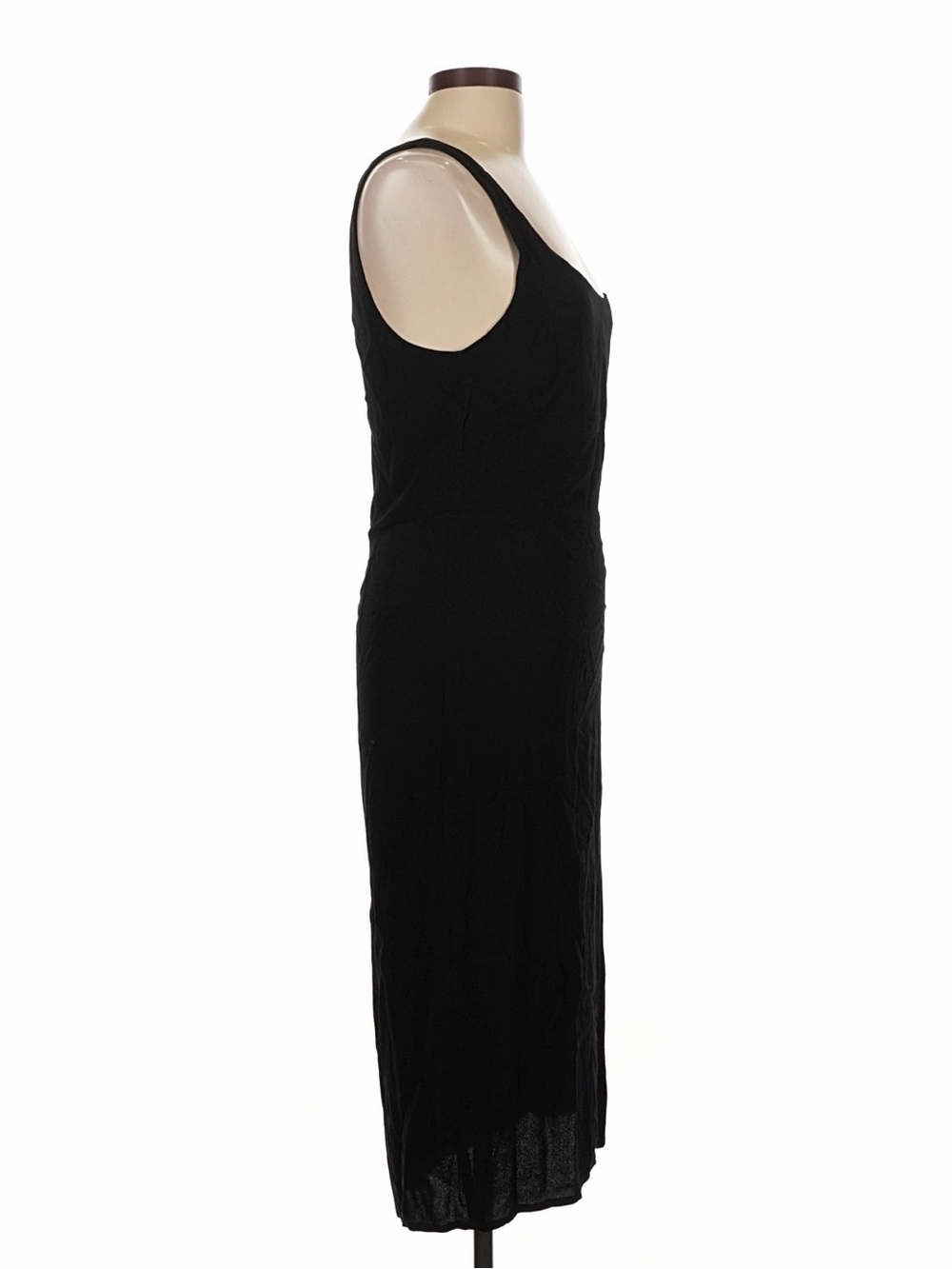 Reformation Black Sleeveless Midi Dress Size 10 Square Neck Side Slit Minimalist - Picture 3 of 9